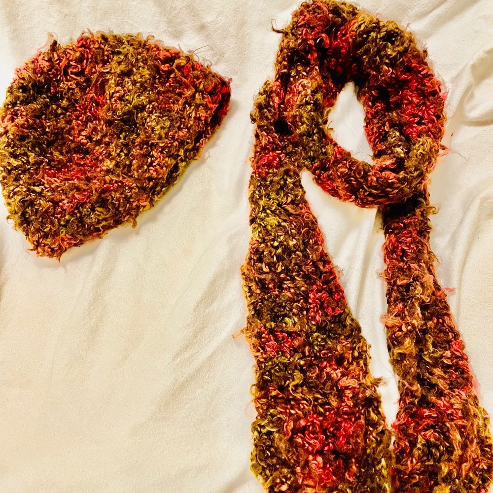 Handmade Multicolored Hat and Scarf Set